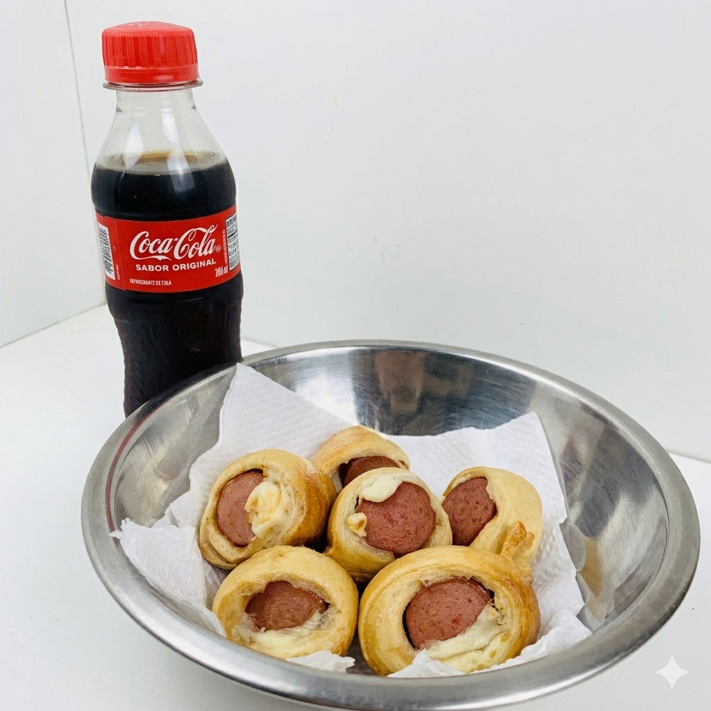 imagem do combo de assado de salsicha com coca-cola 200ML